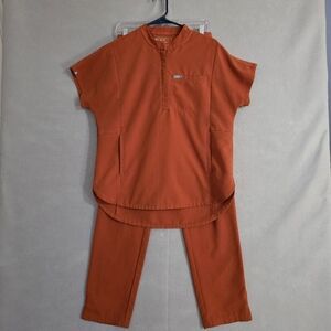 Figs Set* Womens Terracotta Montex Top (S) High Waisted Yola Bottom (M)